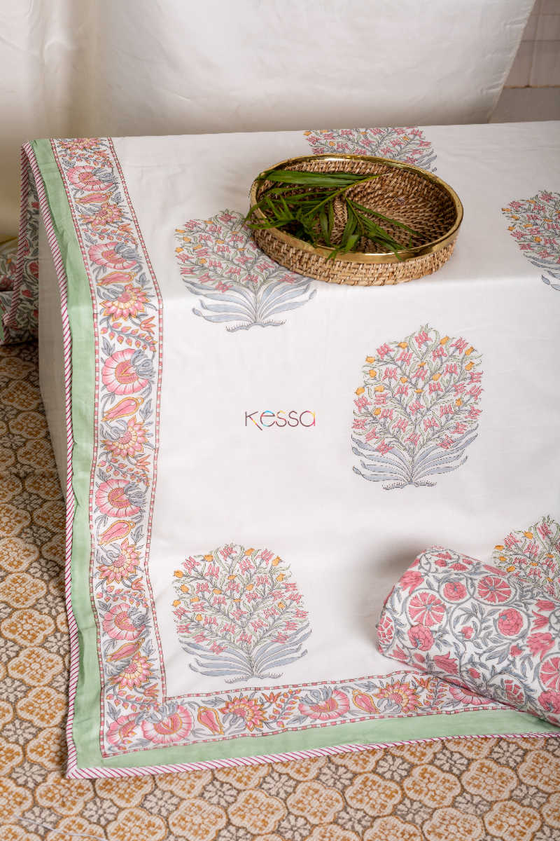 Image for Kusvaa Kad33 Brandy Rose And Green Block Single Pair Dohar