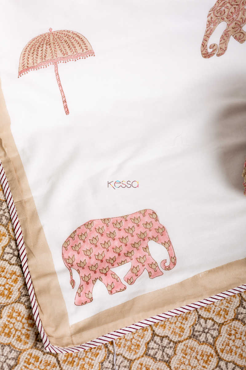 Image for Kusvaa Kad36 Brandy Peach And White Single Pair Dohar 1