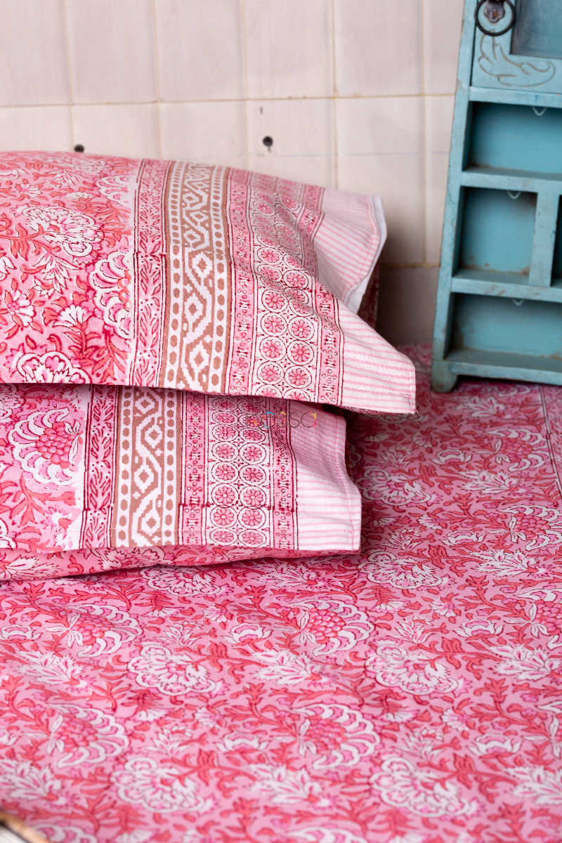 Image for Kusvaa Kjb01 Charm Pink Bedsheet With Two Pillow Cover 1