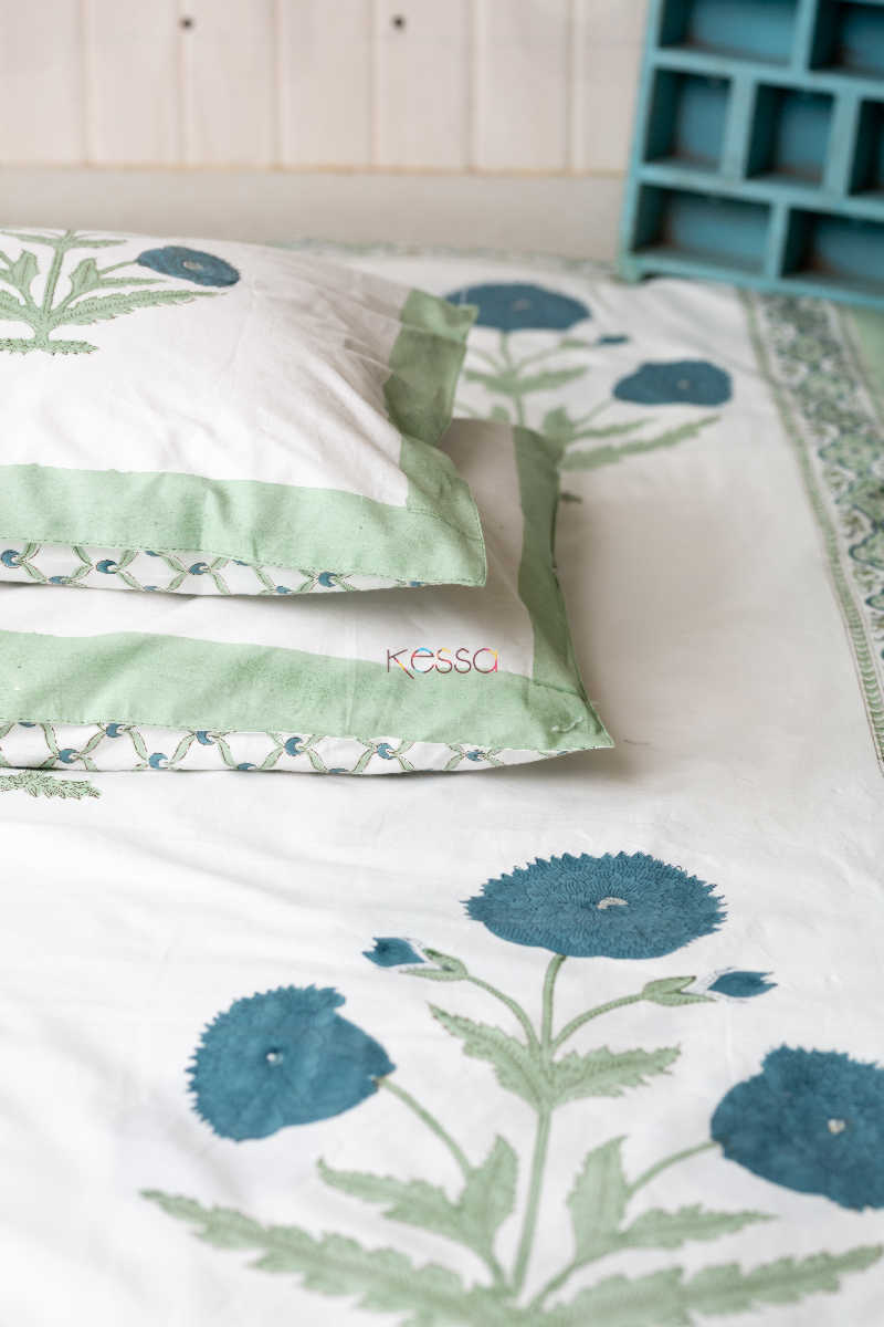 Image for Kusvaa Kpb20 Glacier Blue Green Bedsheet With Two Pillow Cover 3