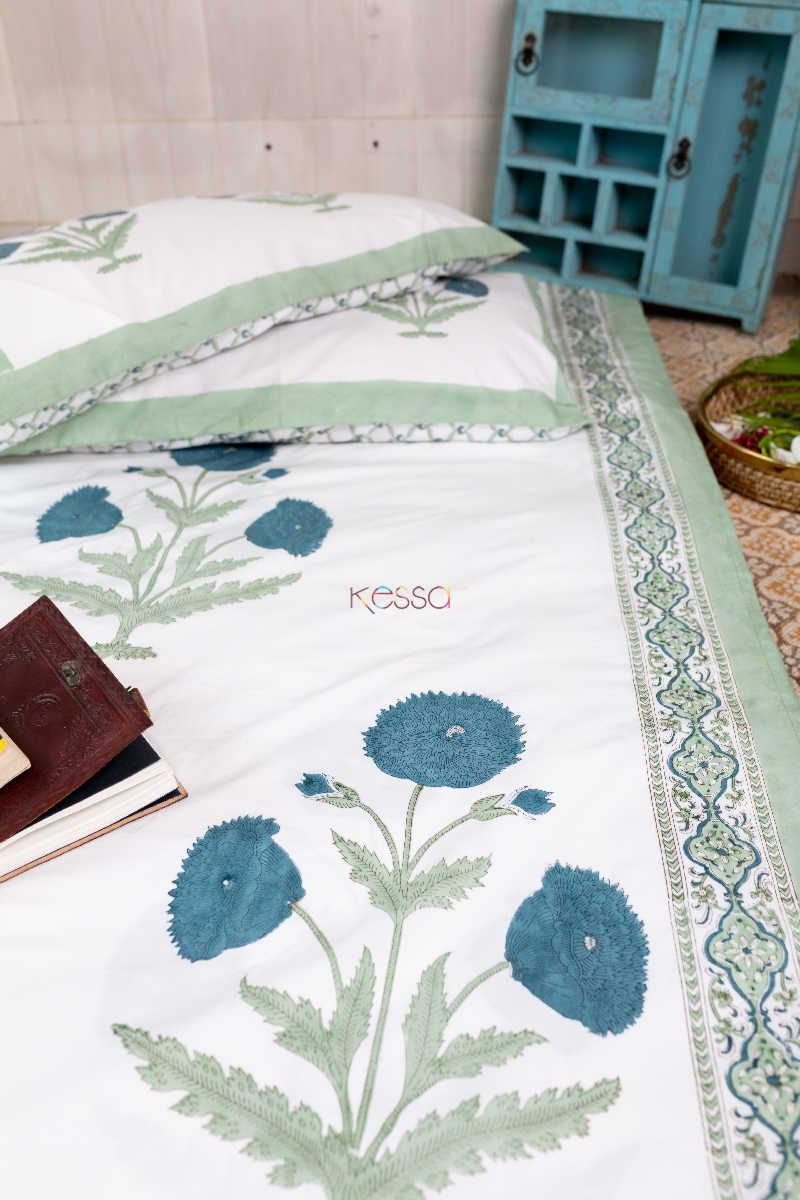 Image for Kusvaa Kpb20 Glacier Blue Green Bedsheet With Two Pillow Cover
