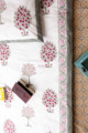 Image for Kusvaa Kpb21 Bouquet Pink Green Bedsheet With Two Pillow Cover 3