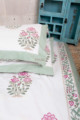 Image for Kusvaa Kpb22 Viola Pink And Green Bedsheet With Two Pillow Cover 3