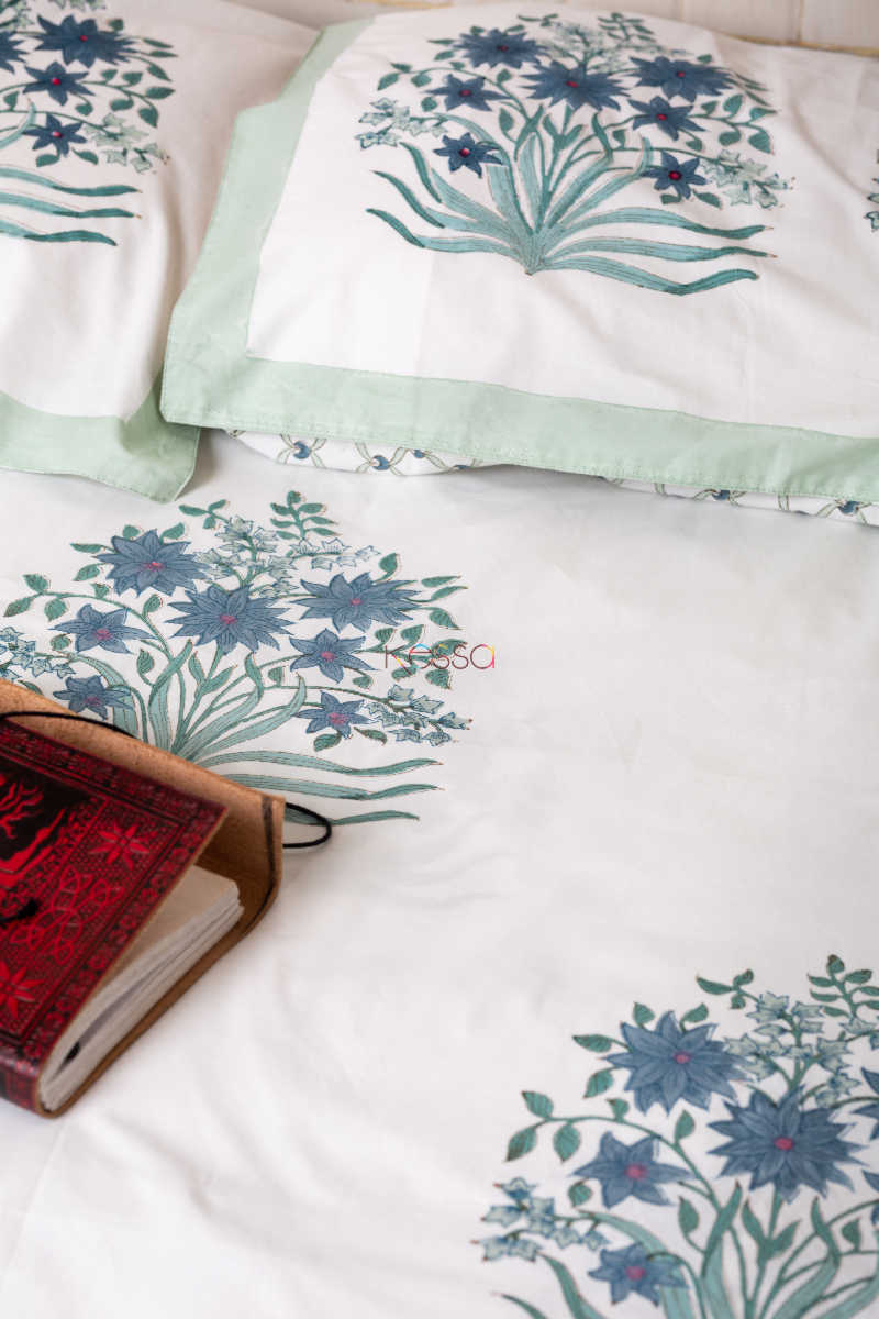 Image for Kusvaa Kpb24 Ming Blue Bedsheet With Two Pillow Cover 1