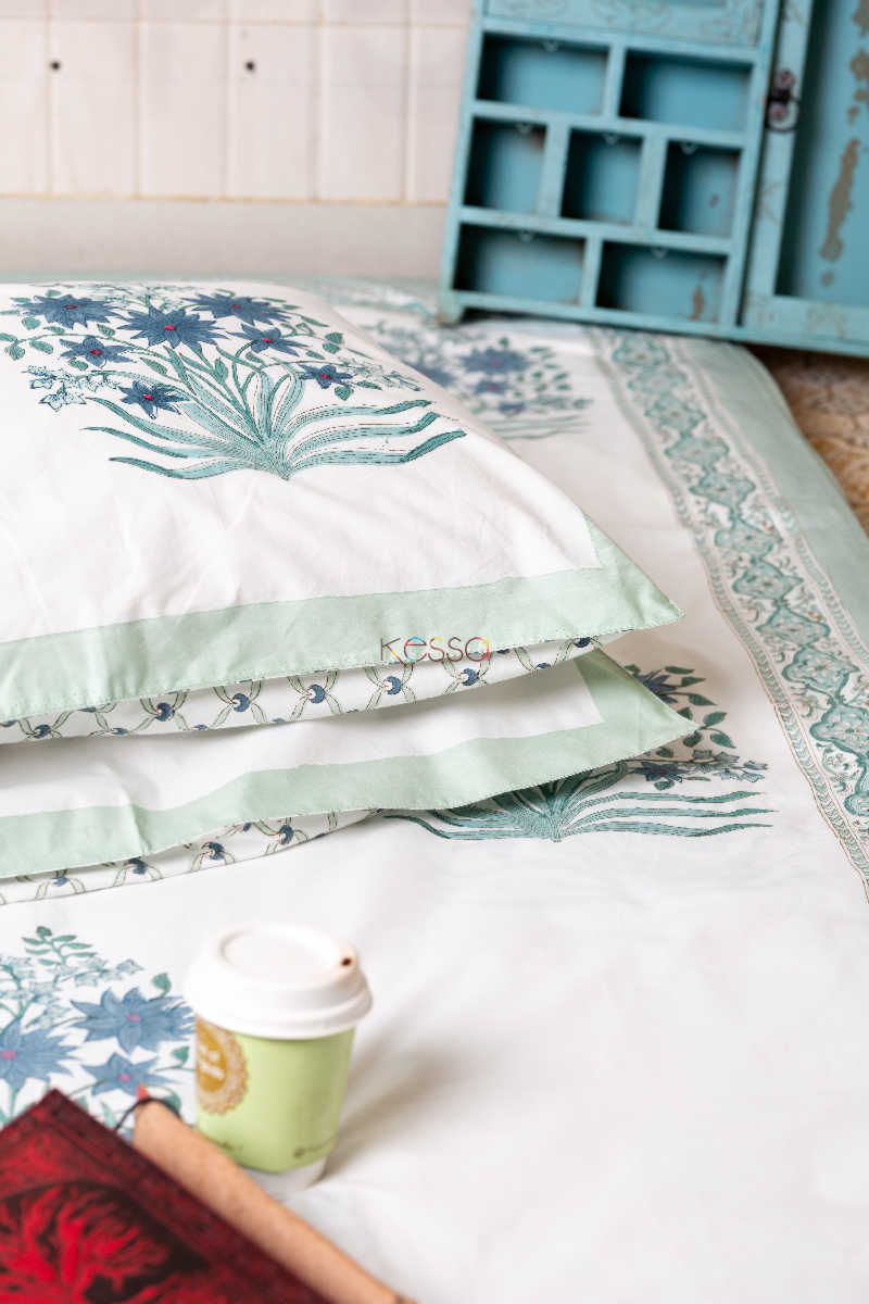 Image for Kusvaa Kpb24 Ming Blue Bedsheet With Two Pillow Cover 2