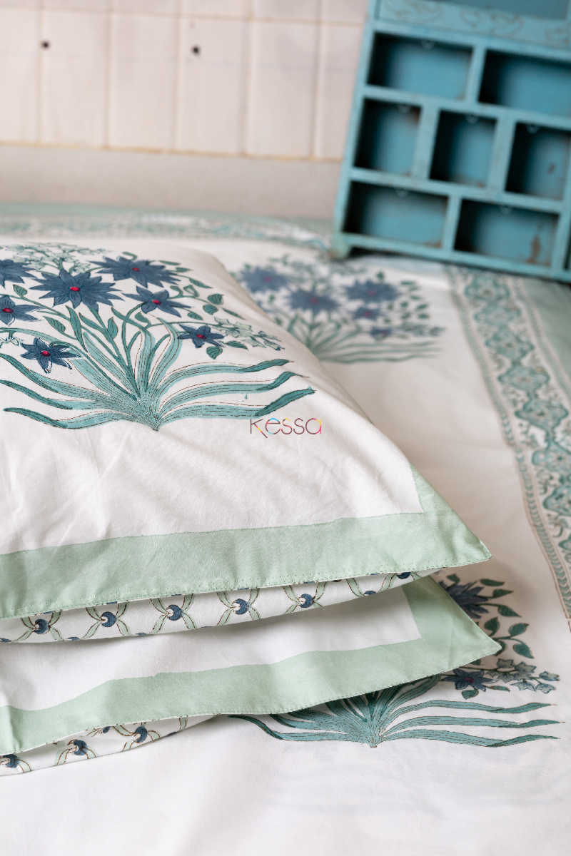 Image for Kusvaa Kpb24 Ming Blue Bedsheet With Two Pillow Cover 3
