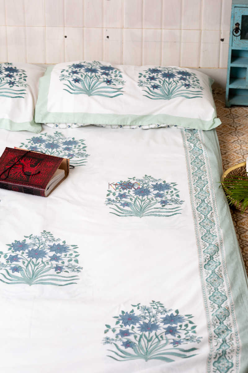 Image for Kusvaa Kpb24 Ming Blue Bedsheet With Two Pillow Cover