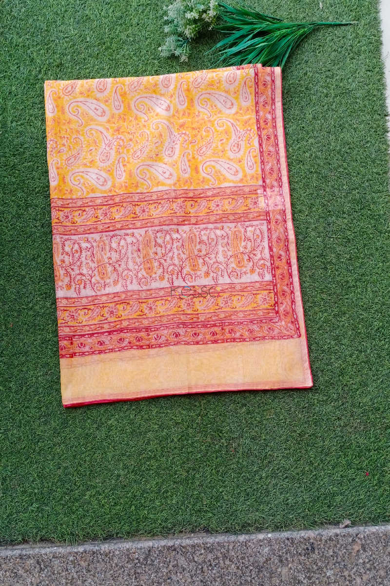 Image for Kusvaa Kudu01a Chanderi Hand Block Print Dupatta
