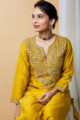 Image for Kusvaa Kupa07 Gamboge Yellow Chanderi Silk Kurta