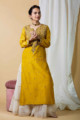 Image for Kusvaa Kupa07 Gamboge Yellow Chanderi Silk Kurta Front