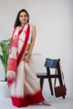 Image for Kusvaa Kuss01 Tamarillo Red Hand Woven Saree Pose