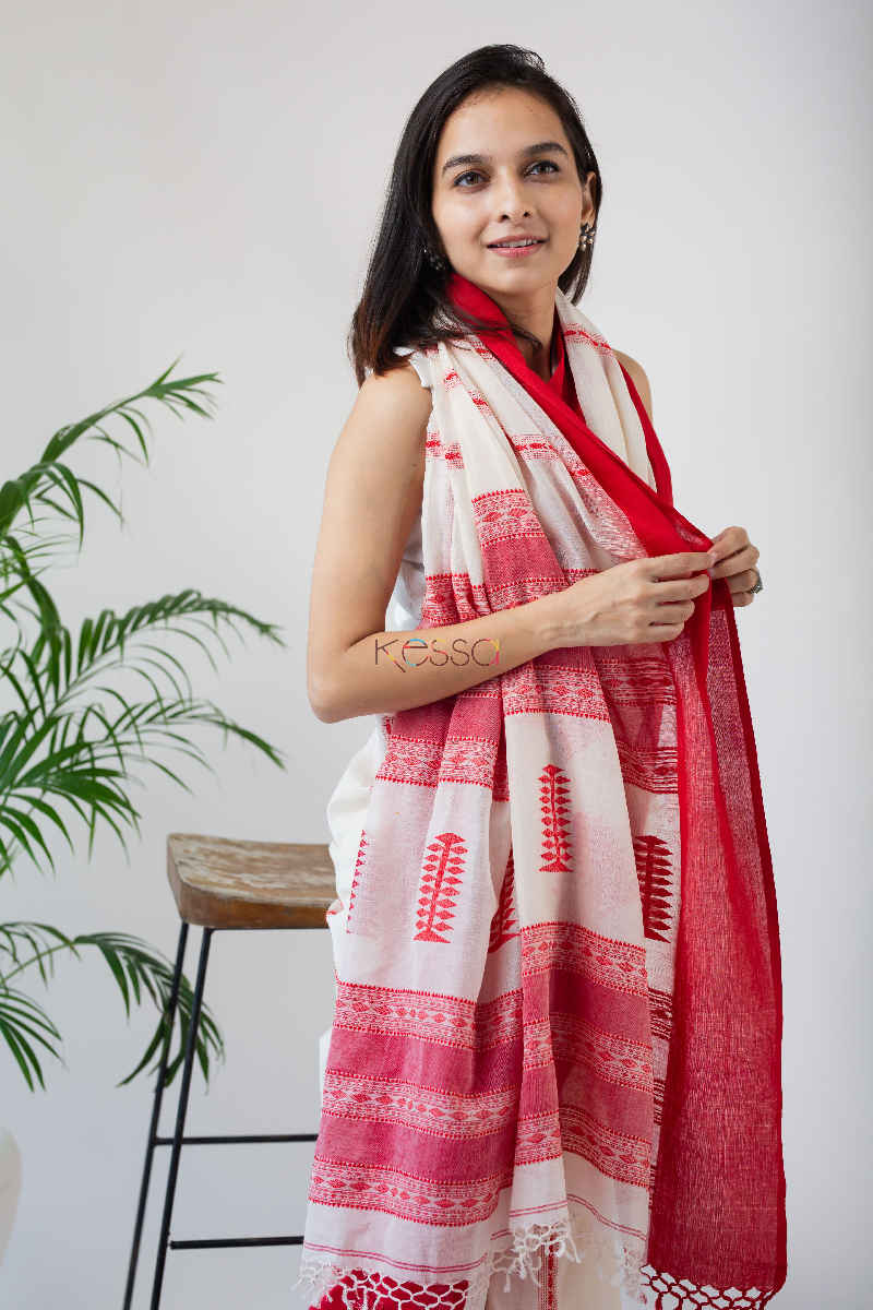 Image for Kusvaa Kuss01 Tamarillo Red Hand Woven Saree Print