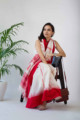 Image for Kusvaa Kuss01 Tamarillo Red Hand Woven Saree Sitting