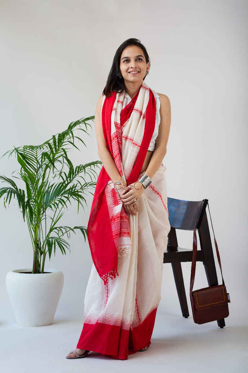 Image for Kusvaa Kuss01 Tamarillo Red Hand Woven Saree