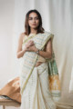Image for Kusvaa Kuss03 Cream Taat Bengali Saree Closeup 1