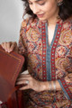 Image for Kusvaa Wa326a Mahogany Maroon Kalamkari Straight Fit Kurta Closeup