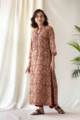 Image for Kusvaa Wa326a Mahogany Maroon Kalamkari Straight Fit Kurta Pose