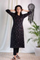 Image for Kusvaa Ws570 Black Bandhani Ikkat A Line Kurta Front