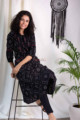 Image for Kusvaa Ws570 Black Bandhani Ikkat A Line Kurta Sitting