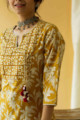 Image for Kusvaa Ws576 Golden Grass Block Print Kurta Closeup