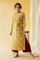 Image for Kusvaa Ws576 Golden Grass Block Print Kurta Cut