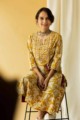 Image for Kusvaa Ws576 Golden Grass Block Print Kurta Sitting