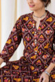 Image for Kusvaa Ws577 Cedar Golden Bell Straight Cotton Kurta Closeup