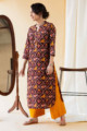 Image for Kusvaa Ws577 Cedar Golden Bell Straight Cotton Kurta Front
