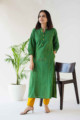 Image for Kusvaa Ws578 Green Pea Wild Willow Kantha South Cotton Kurta