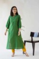 Image for Kusvaa Ws578 Green Pea Wild Willow Kantha South Cotton Kurta Pose