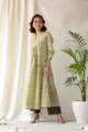 Image for Kusvaa Ws579 Straw Green Lenin A Line Kurta