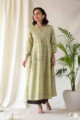 Image for Kusvaa Ws579 Straw Green Lenin A Line Kurta Front