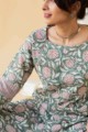Image for Kusvaa Wsr125 Sage Green Night Shadz Kurta Pant Set Closeup