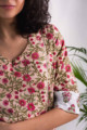 Image for Kusvaa Wsr127 Old Rose Block Print Kurta Closeup