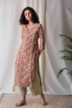 Image for Kusvaa Wsr127 Old Rose Block Print Kurta Pose