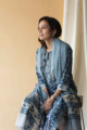 Image for Kesskuoj126 Indigo Blue White Indigo Kurta Dupatta Set Sitting