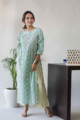 Image for Kusvaa Aep04 Cascade Blue Green Straight Fit Kurta Cut
