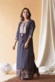 Image for Kusvaa Avdaf13 Mirage Blue And Pink Kurta Palazzo And Kota Doria Dupatta Front