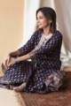 Image for Kusvaa Avdaf13 Mirage Blue And Pink Kurta Palazzo And Kota Doria Dupatta Sitting