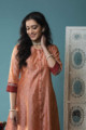 Image for Kusvaa Daf12 Chestnut Rose Chanderi Kurta Maroon Palazzo 1 Closeup 1