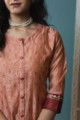 Image for Kusvaa Daf12 Chestnut Rose Chanderi Kurta Maroon Palazzo 1 Closeup