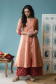 Image for Kusvaa Daf12 Chestnut Rose Chanderi Kurta Maroon Palazzo 1 Front