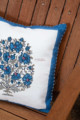 Image for Kusvaa Kch01 Nepal Blue Block Print Cushions Closeup