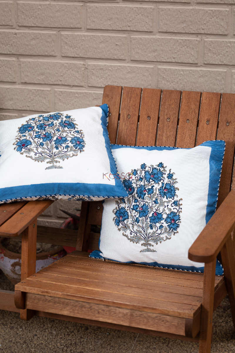 Image for Kusvaa Kch01 Nepal Blue Block Print Cushions Featured