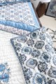 Image for Kusvaa Kpb27 Nepal Blue Block Print Double Bedsheet Closeup
