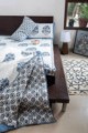 Image for Kusvaa Kpb27 Nepal Blue Block Print Double Bedsheet Front