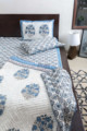 Image for Kusvaa Kpb27 Nepal Blue Block Print Double Bedsheet Look