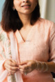 Image for Kusvaa Nekurta01 Mandys Pink Linen Kurta Dupatta Set Closeup
