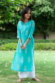 Image for Kusvaa Taf32 Picton Blue Regular Wear Kurta Front