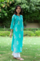 Image for Kusvaa Taf32 Picton Blue Regular Wear Kurta Side